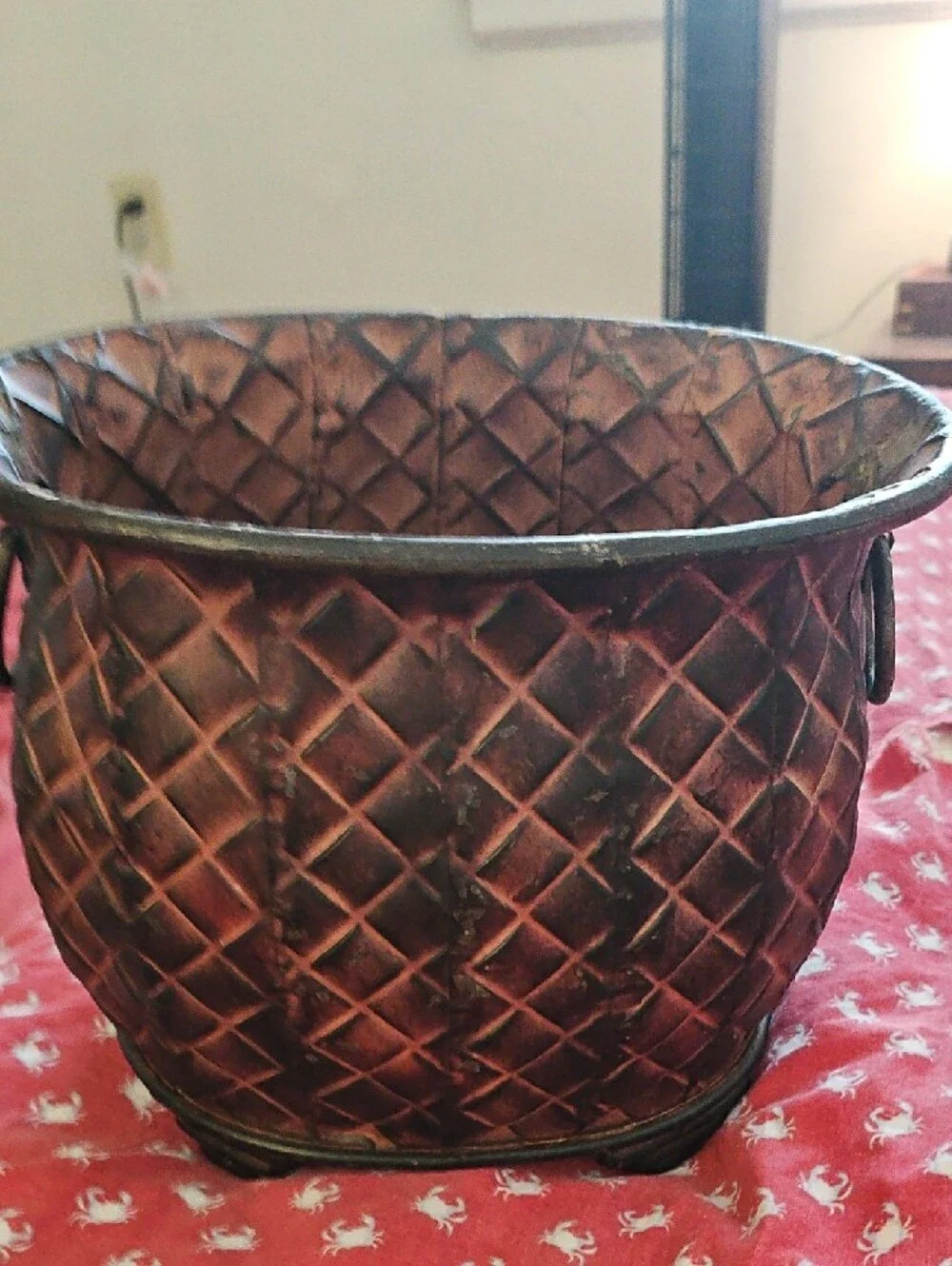 Decorative Copper-Tone Textured Planter - Home Accents